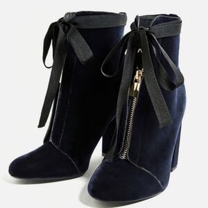 Zara chunky velvet booties